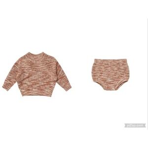 Rylee & Cru Heathered Spice Sweater + Bloomer Set Soft Jacquard knit 18-24M